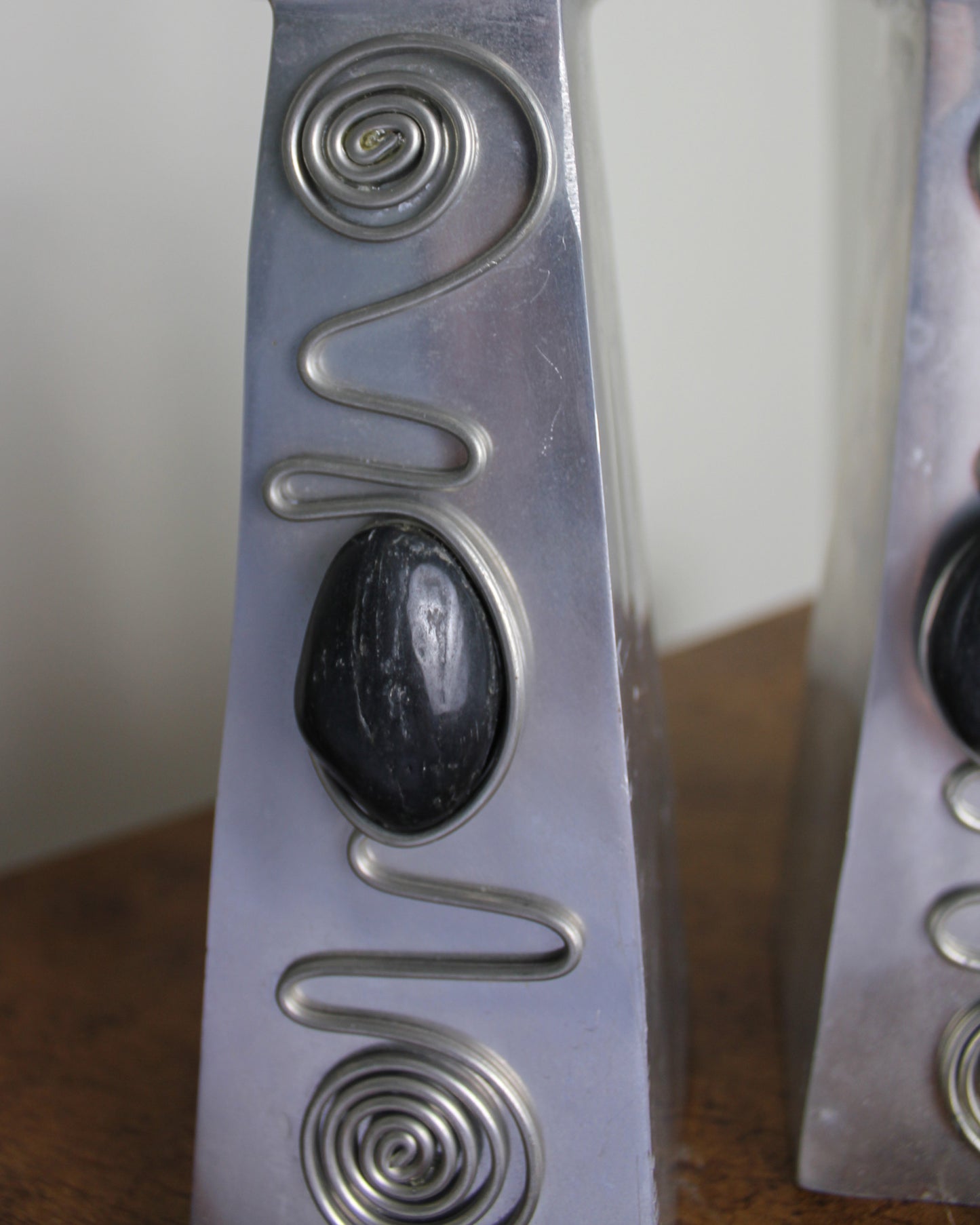 Spiral Black Stone Candle Sticks