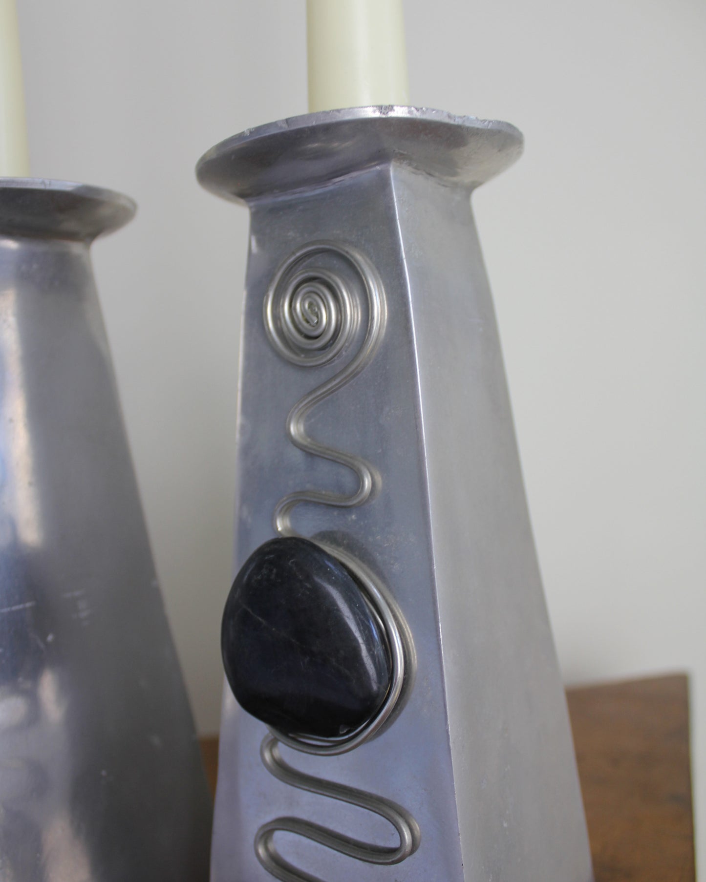 Spiral Black Stone Candle Sticks