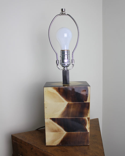 Vintage Rectangular Resin 1970s Horn Table Lamp