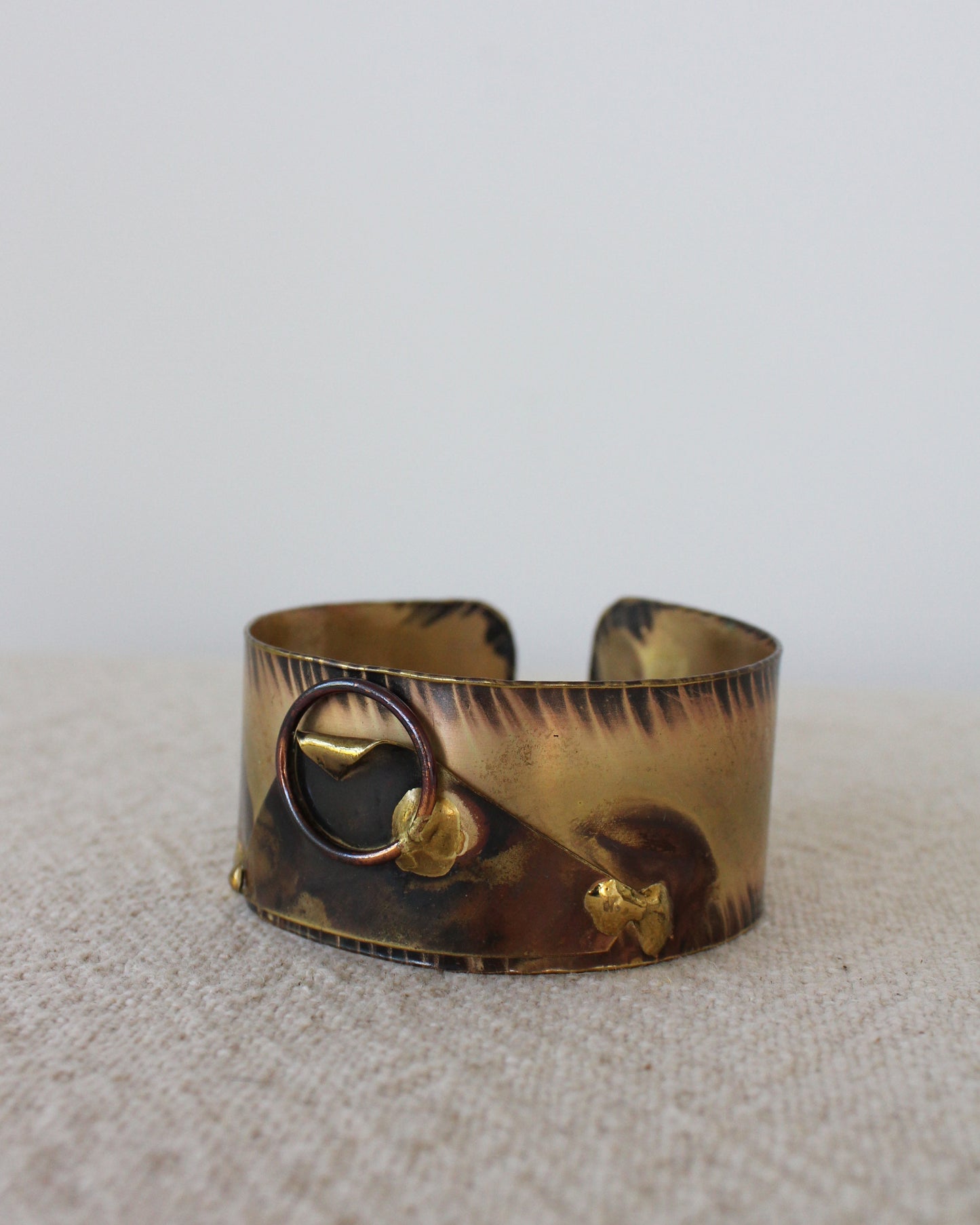 Vintage Mid Century Mixed Metal Brutalist Cuff