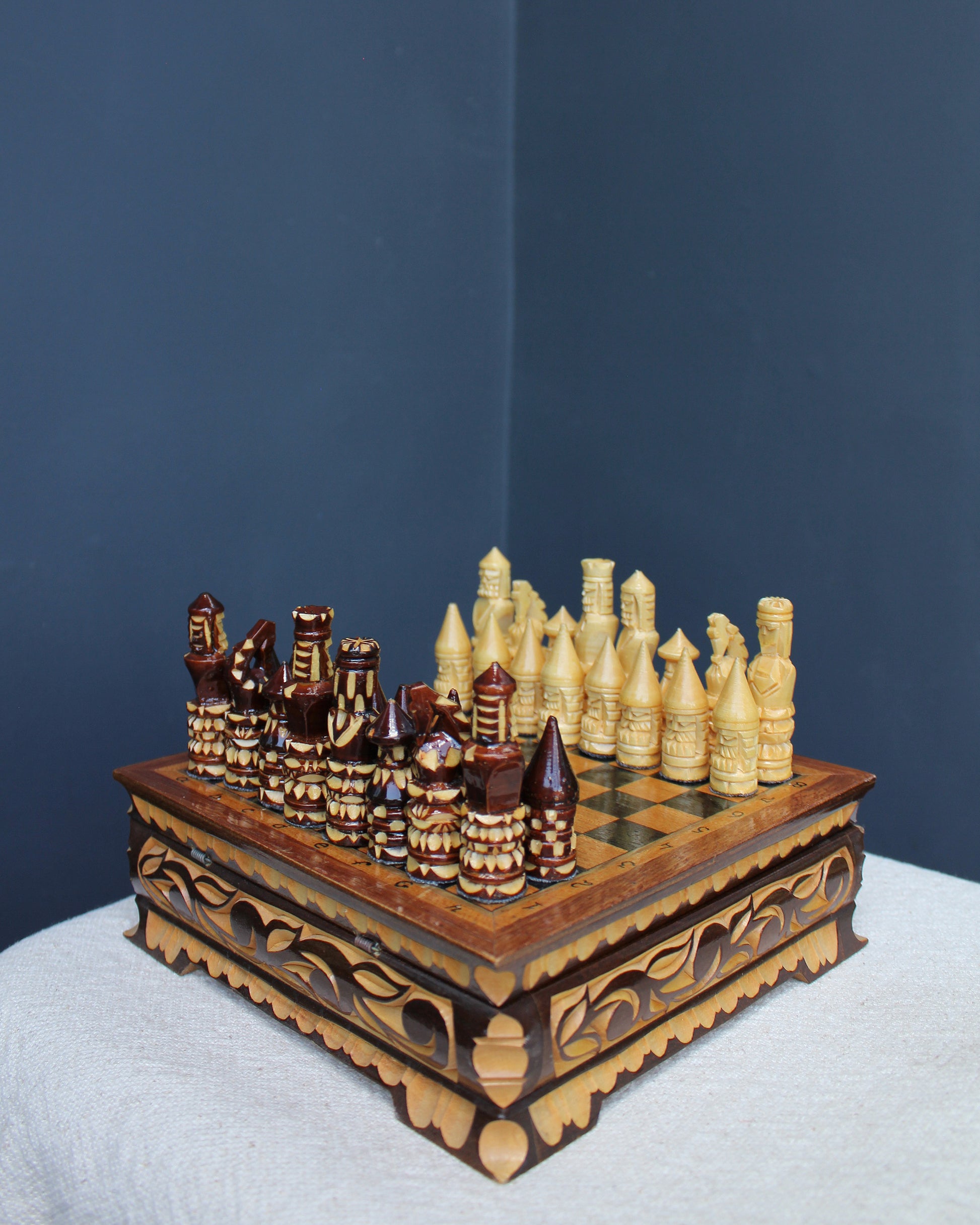 Hand Carved Russian Folk Chess Set