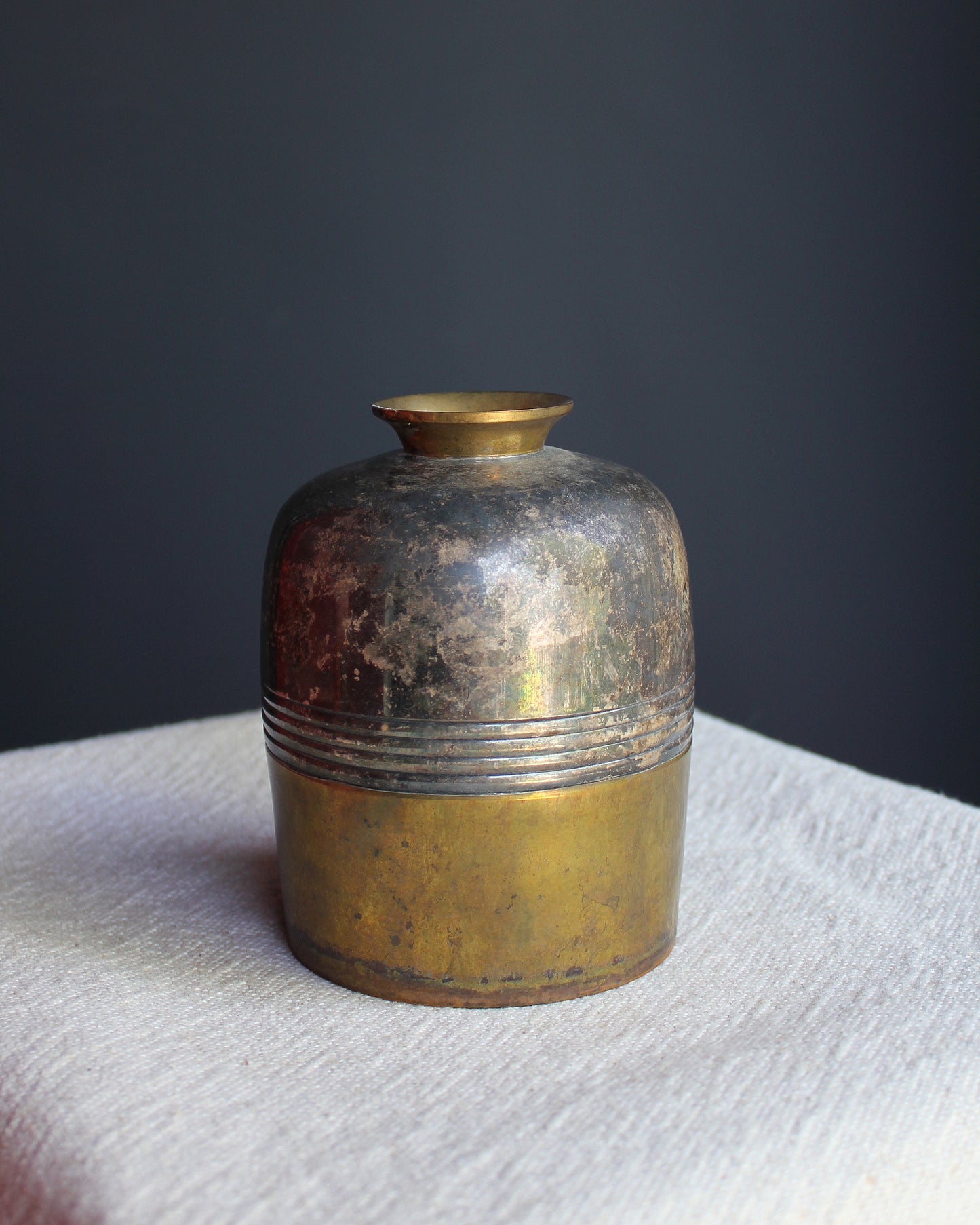 Two Tone Banded Metal Vase