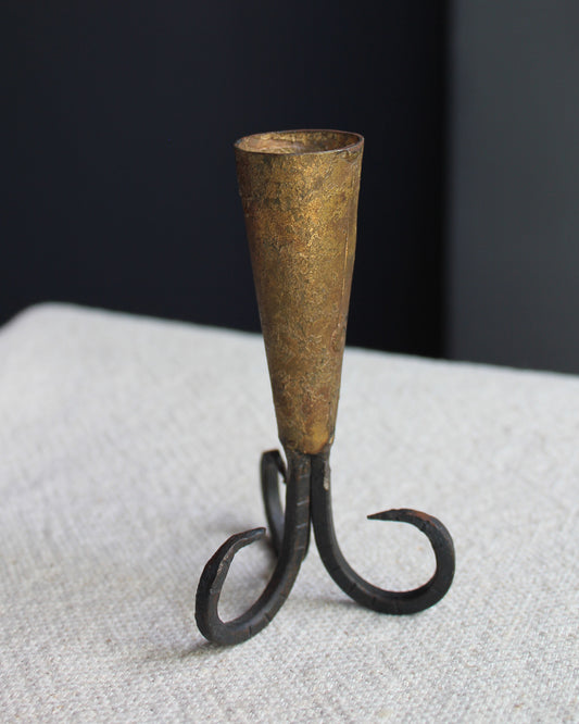 Hand Forged Vintage Rams Horn Style Dinner Candle Holder