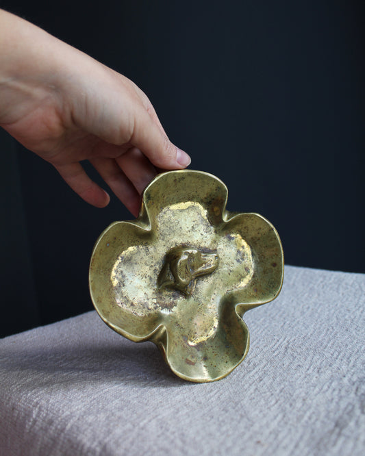 Vintage Brass Four Leaf Clover Dish