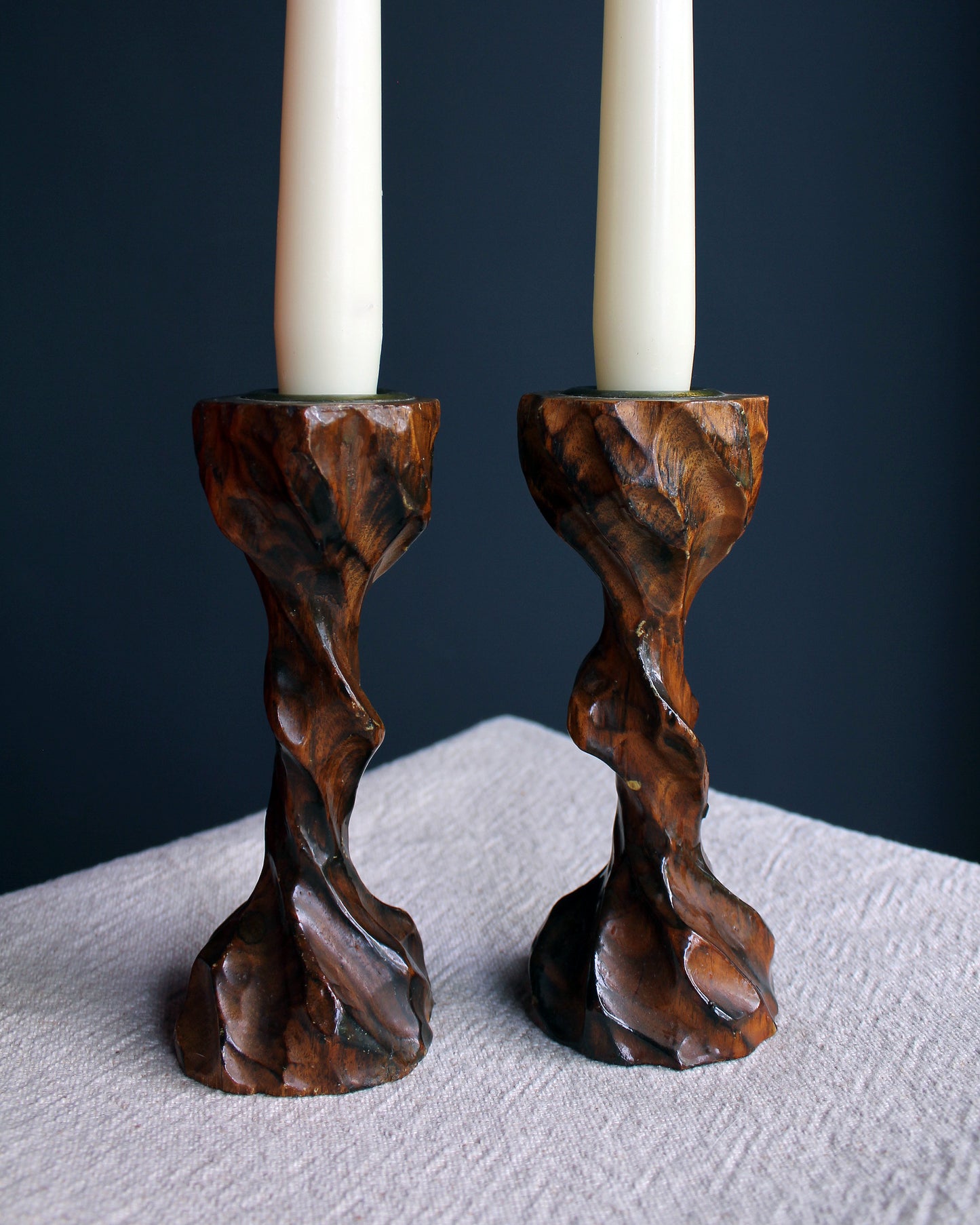 1970s Knobbly Root Candle Sticks