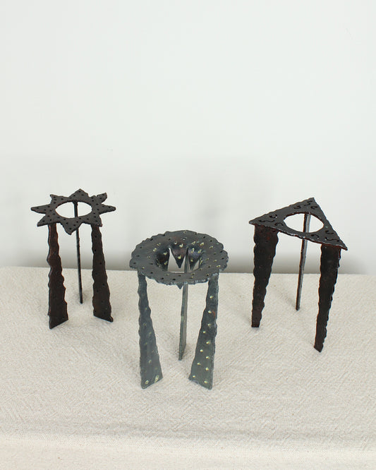 Vintage Brutalist Abstract Metal Sculptures