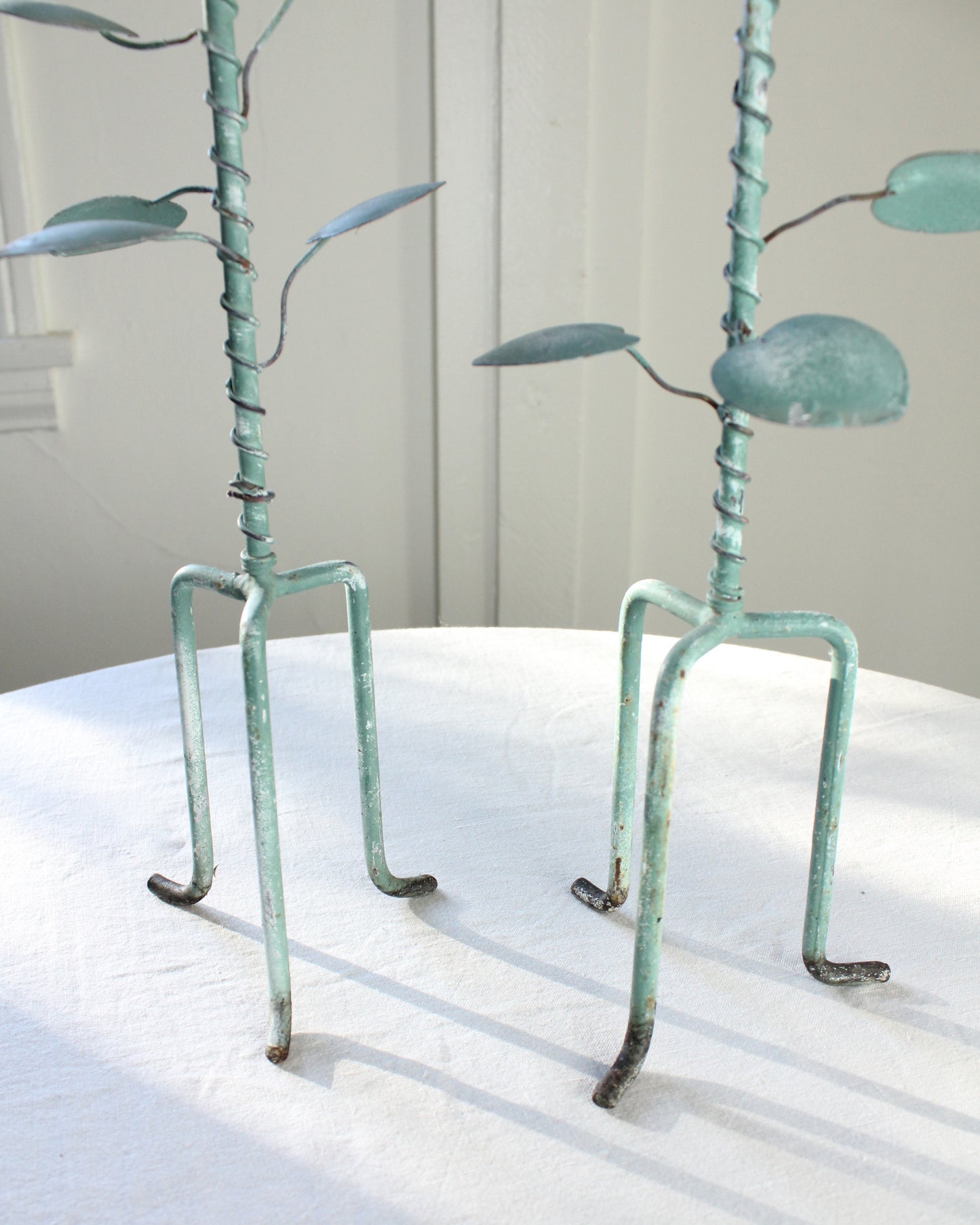 Floral Tripod Candle Holders, Pair