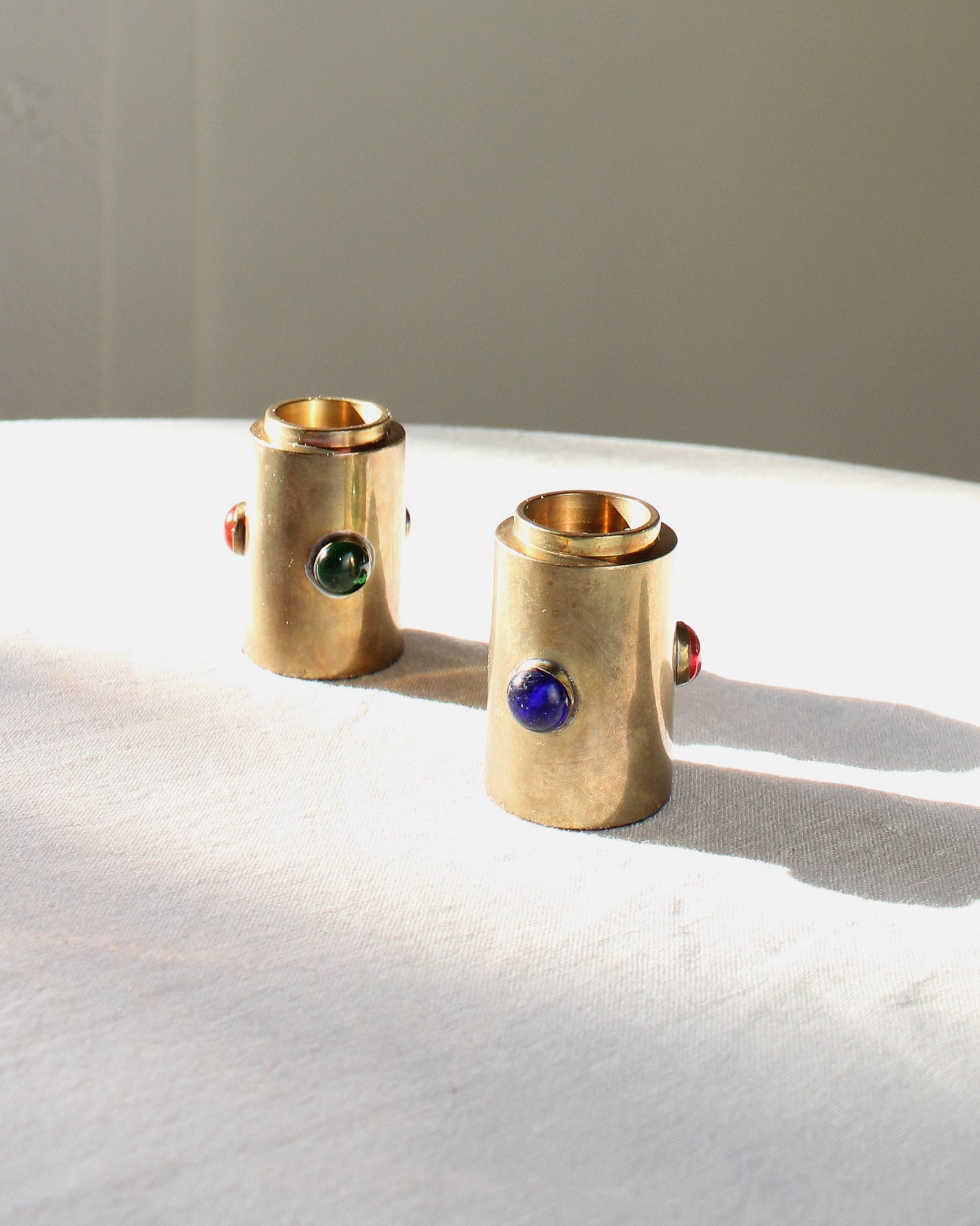 Jewelled Brass Candle Sticks