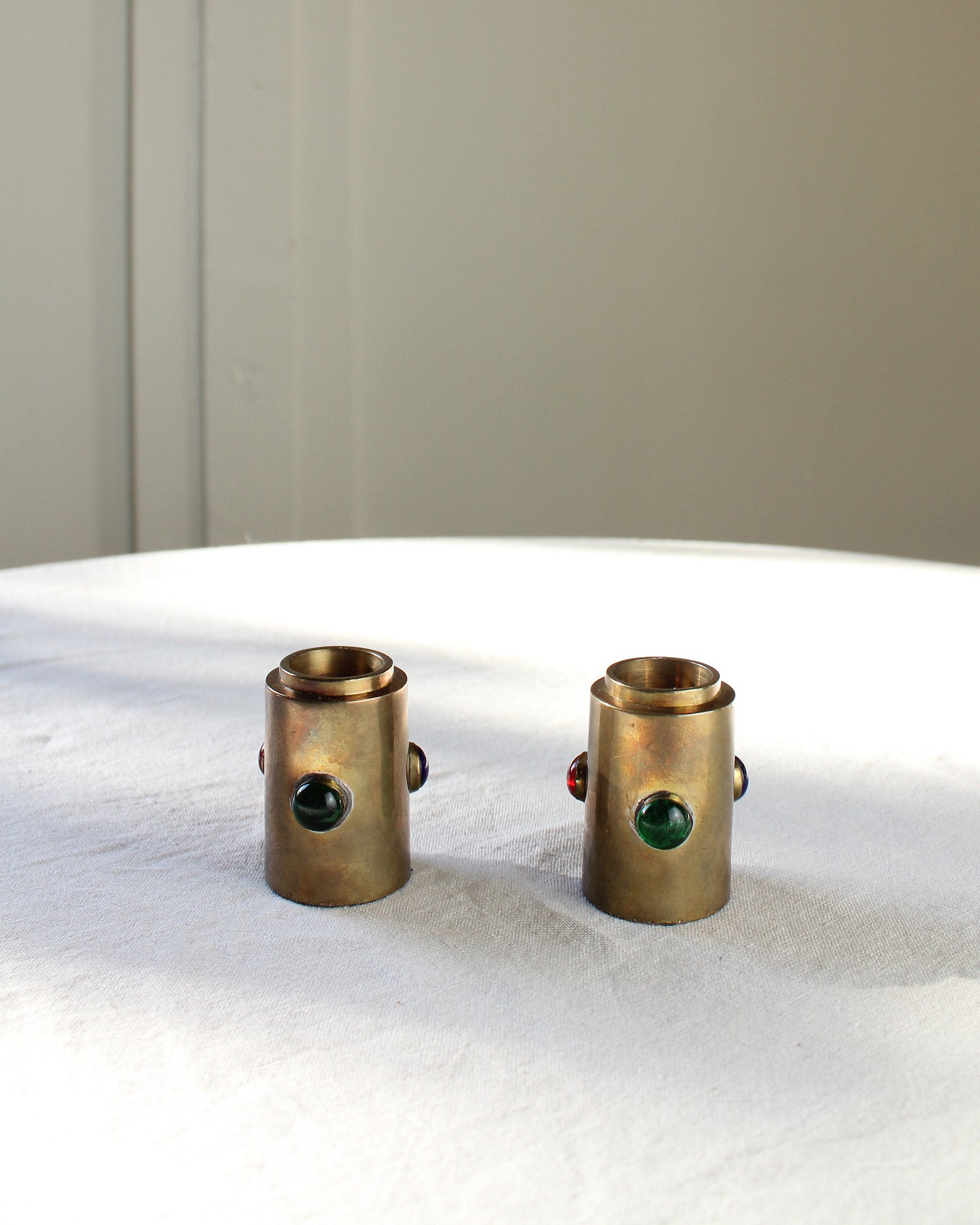 Jewelled Brass Candle Sticks