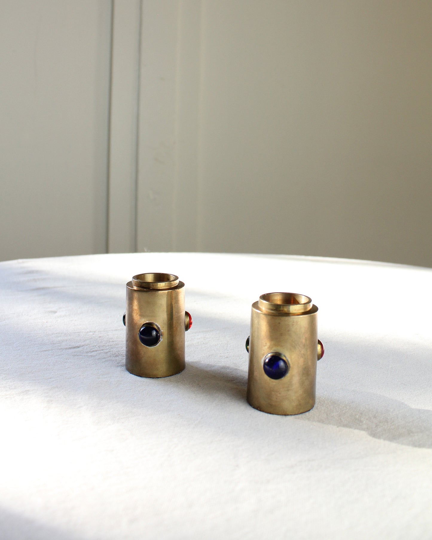 Jewelled Brass Candle Sticks