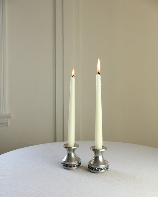 Stacked Stone Pewter Candle Holders