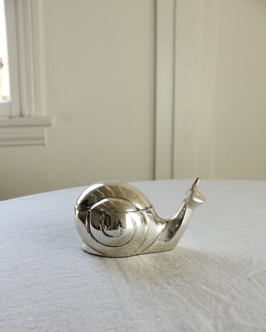 Vintage Silver Plated Brass Snail Shaped Votive Box/ Salt Cellar