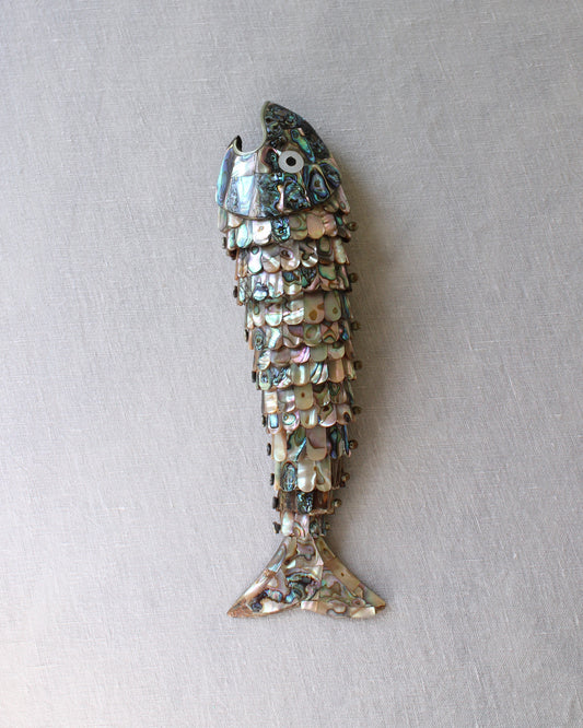 Vintage 1960s Los Castillo Mexican Articulated Fish Abalone Shell Bottle Opener 