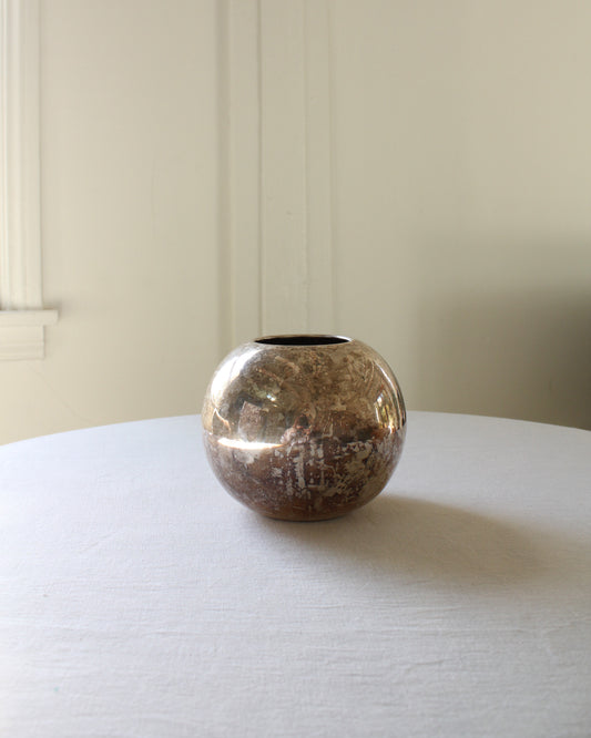 Vintage 1980s-90s German Silver Plate Orb Shape Vase