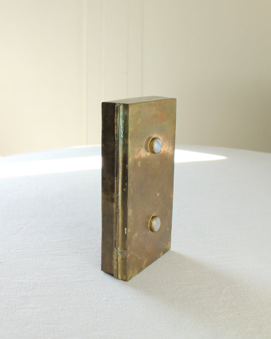 Vintage Handmade Mid Century Brass Domino Style Box with Quartz Cabochons