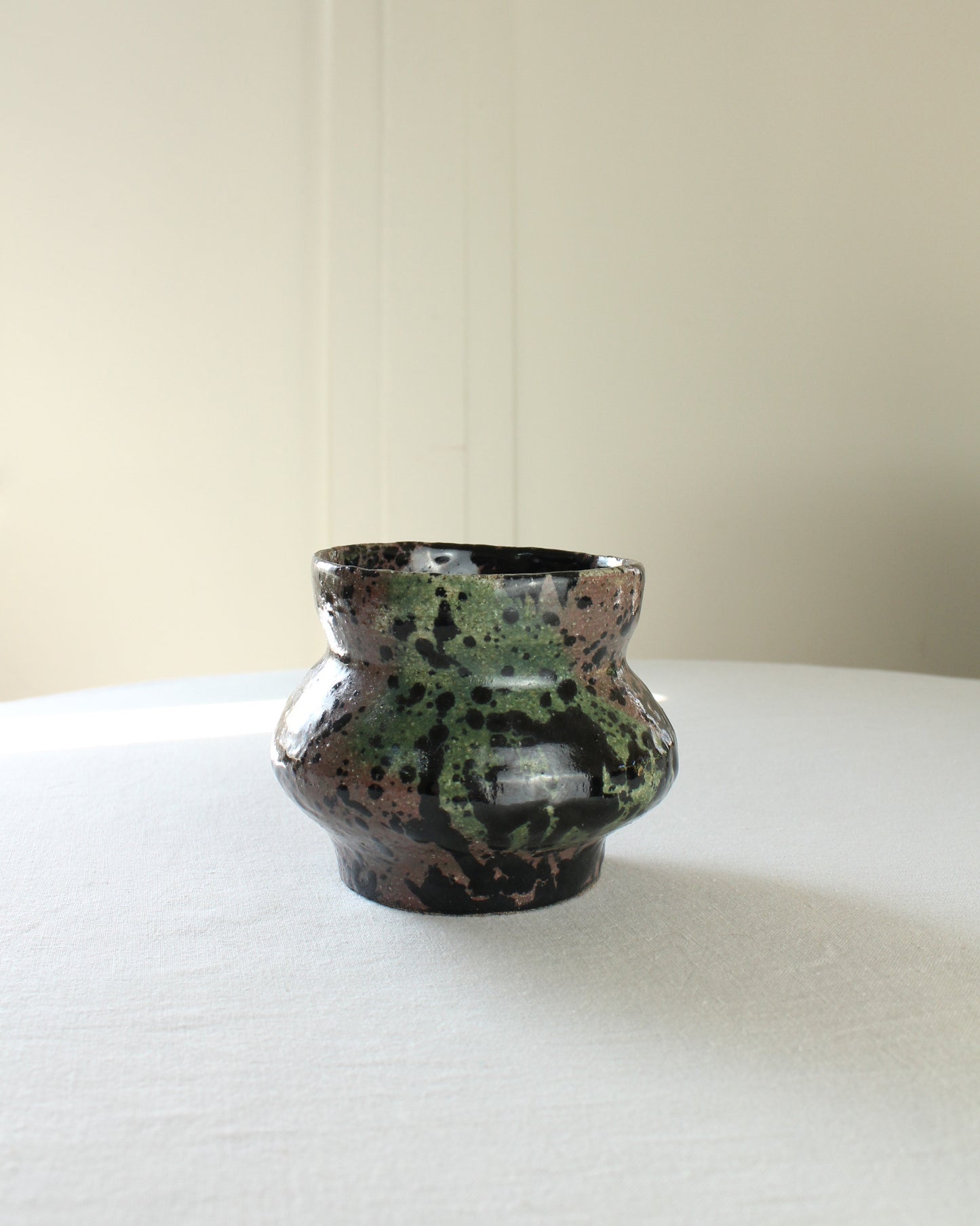 Green Splash Stoneware Vessel