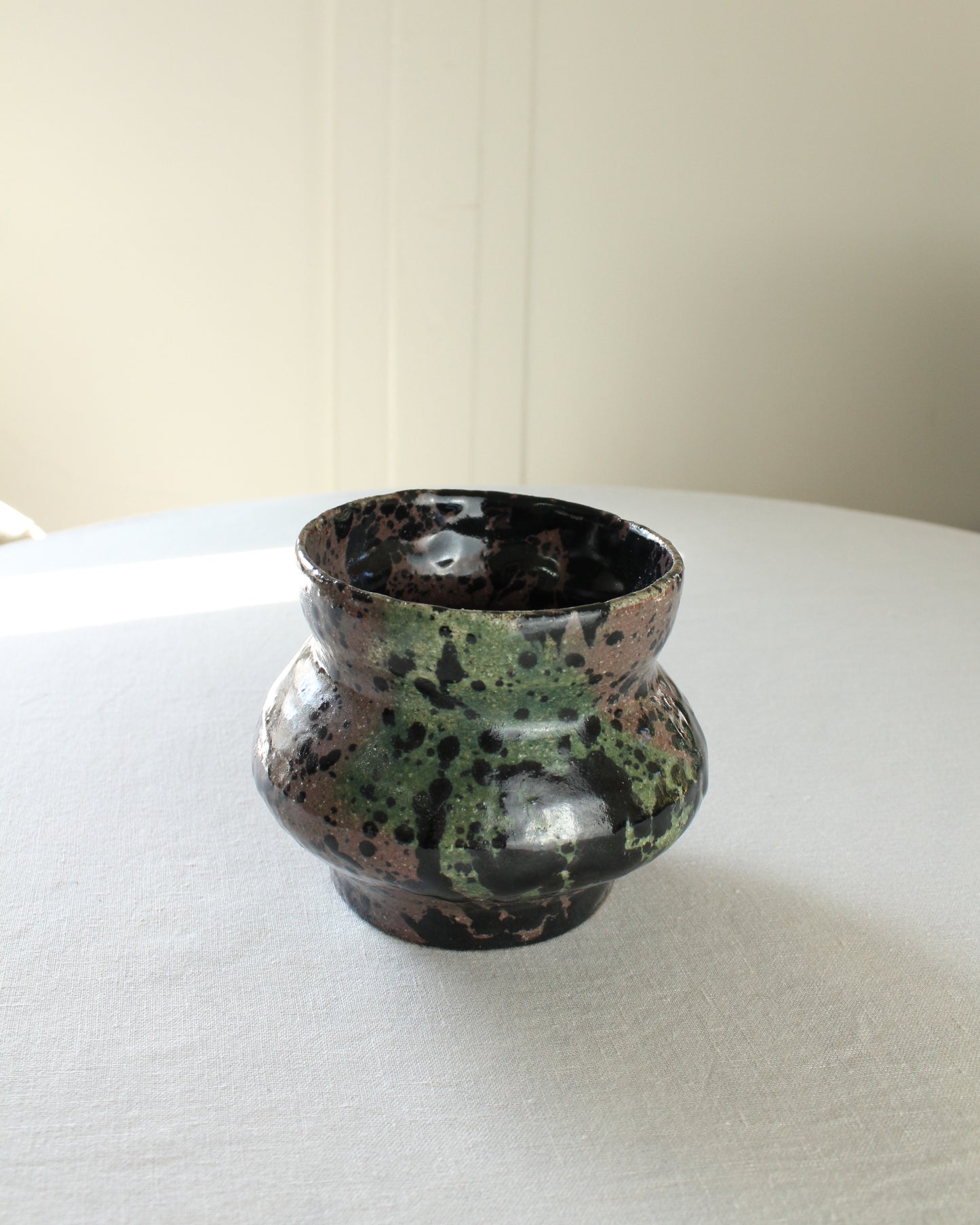 Green Splash Stoneware Vessel