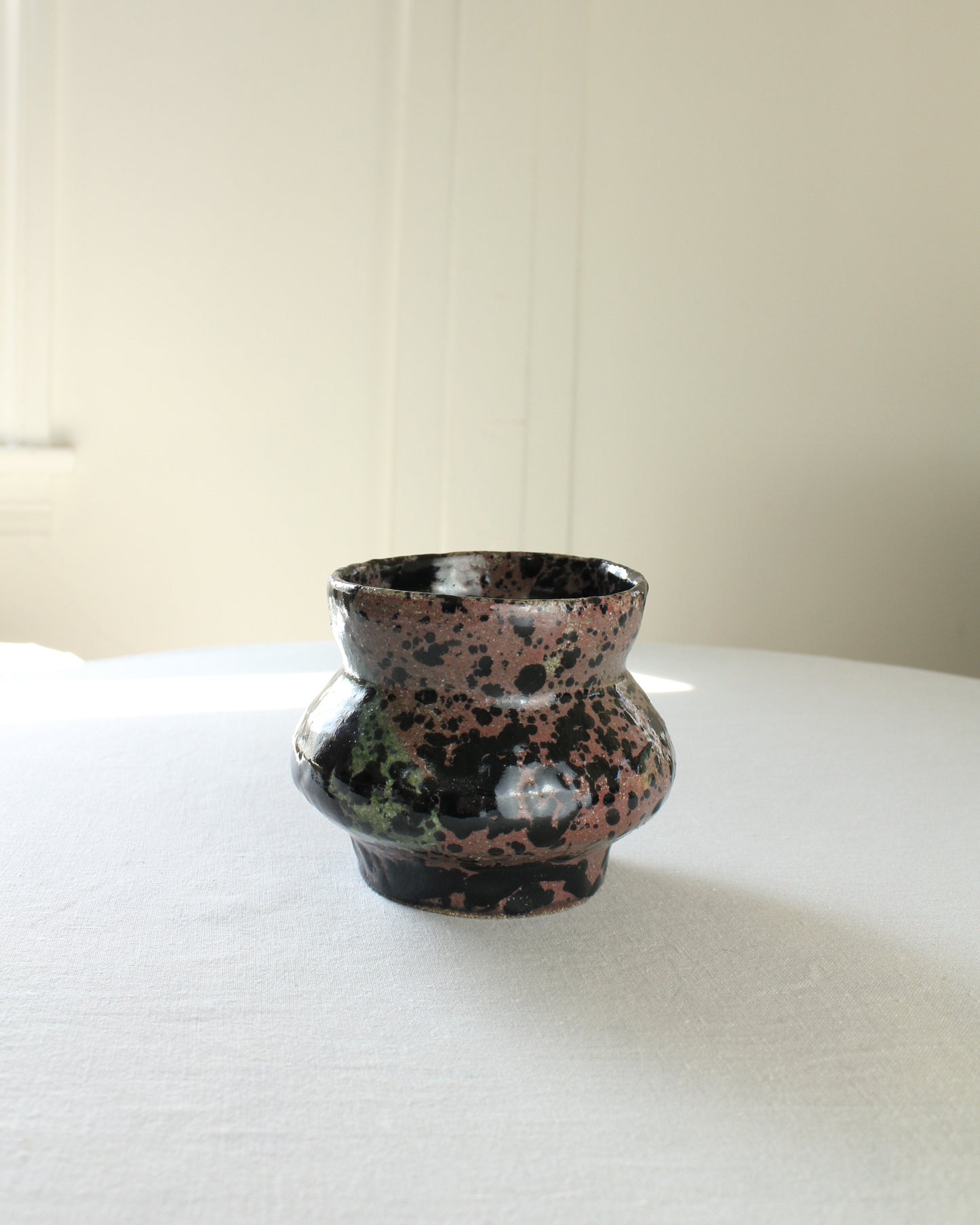 Green Splash Stoneware Vessel