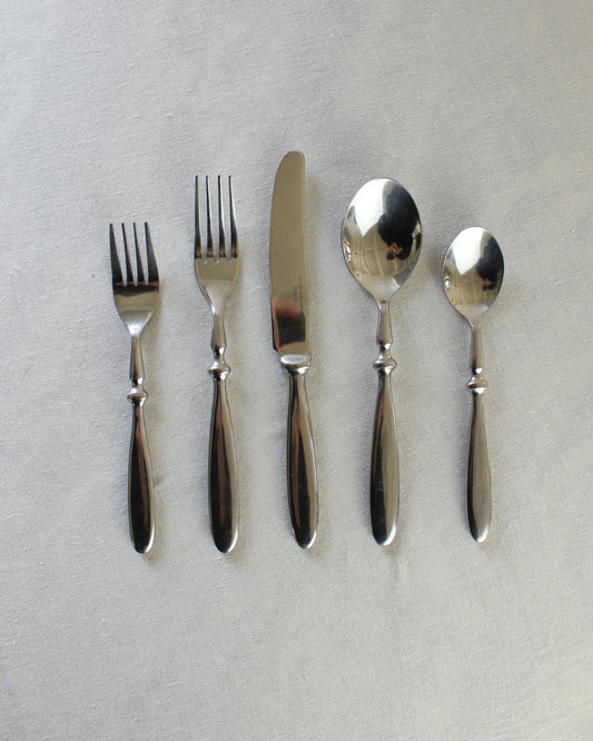 Vintage Late 20th Century Ridged Hampton Stainless Steel Flatware- 57 Piece Set