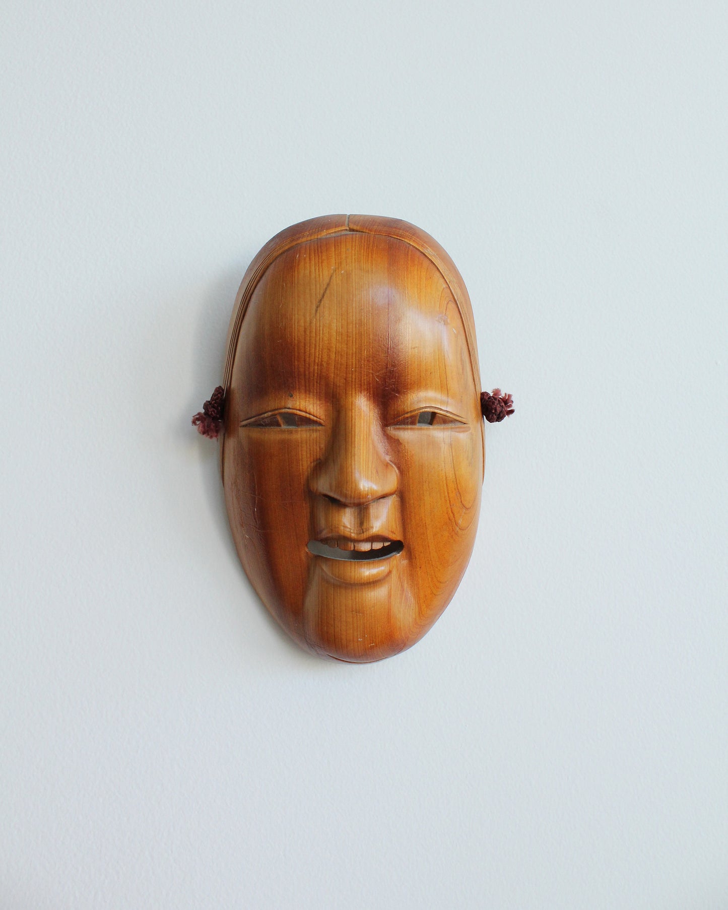 Vintage Showa Period Japanese Hinoki Wood Ko-omote Noh Theatre Mask