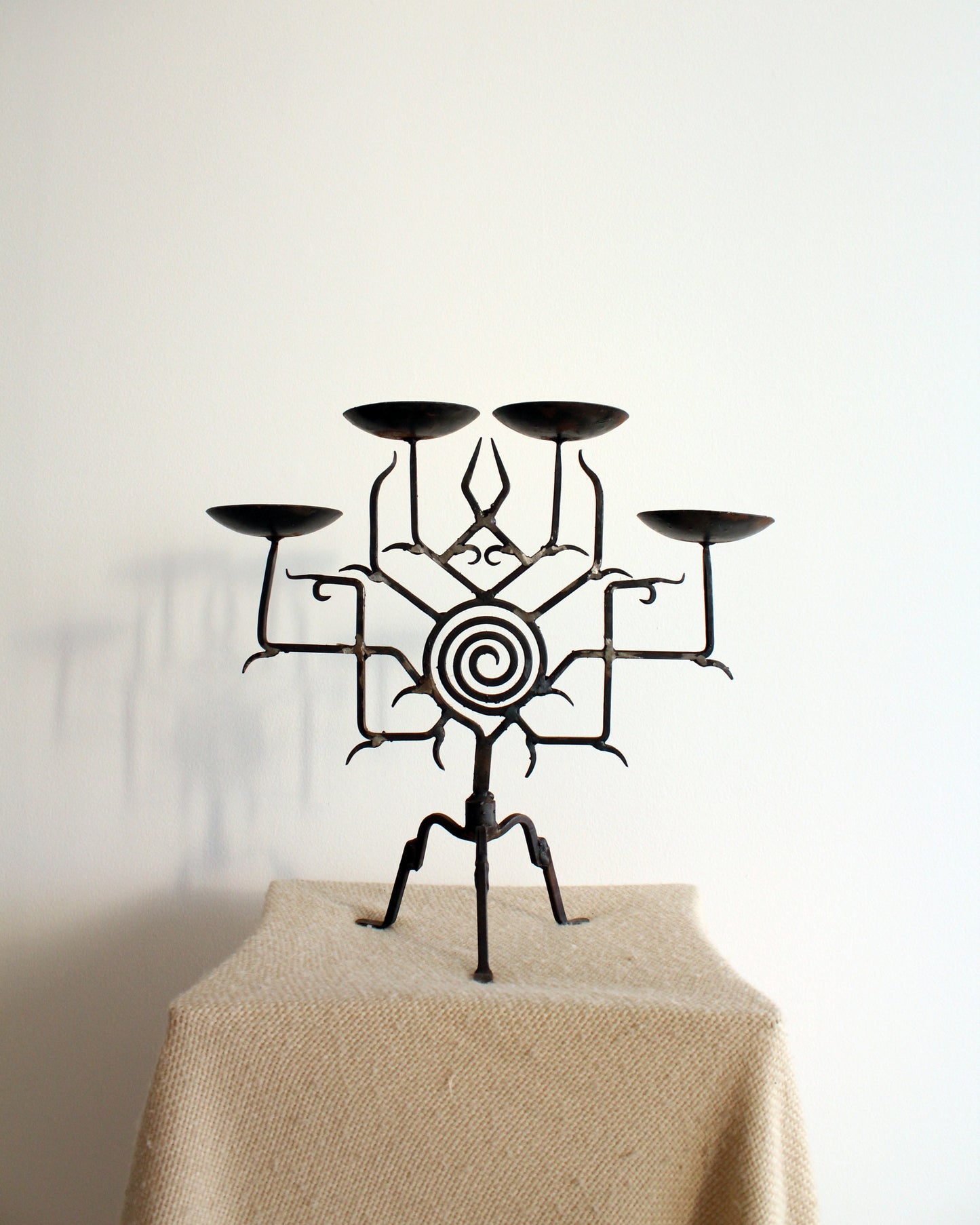 Branching Spiral Steel Candelabra