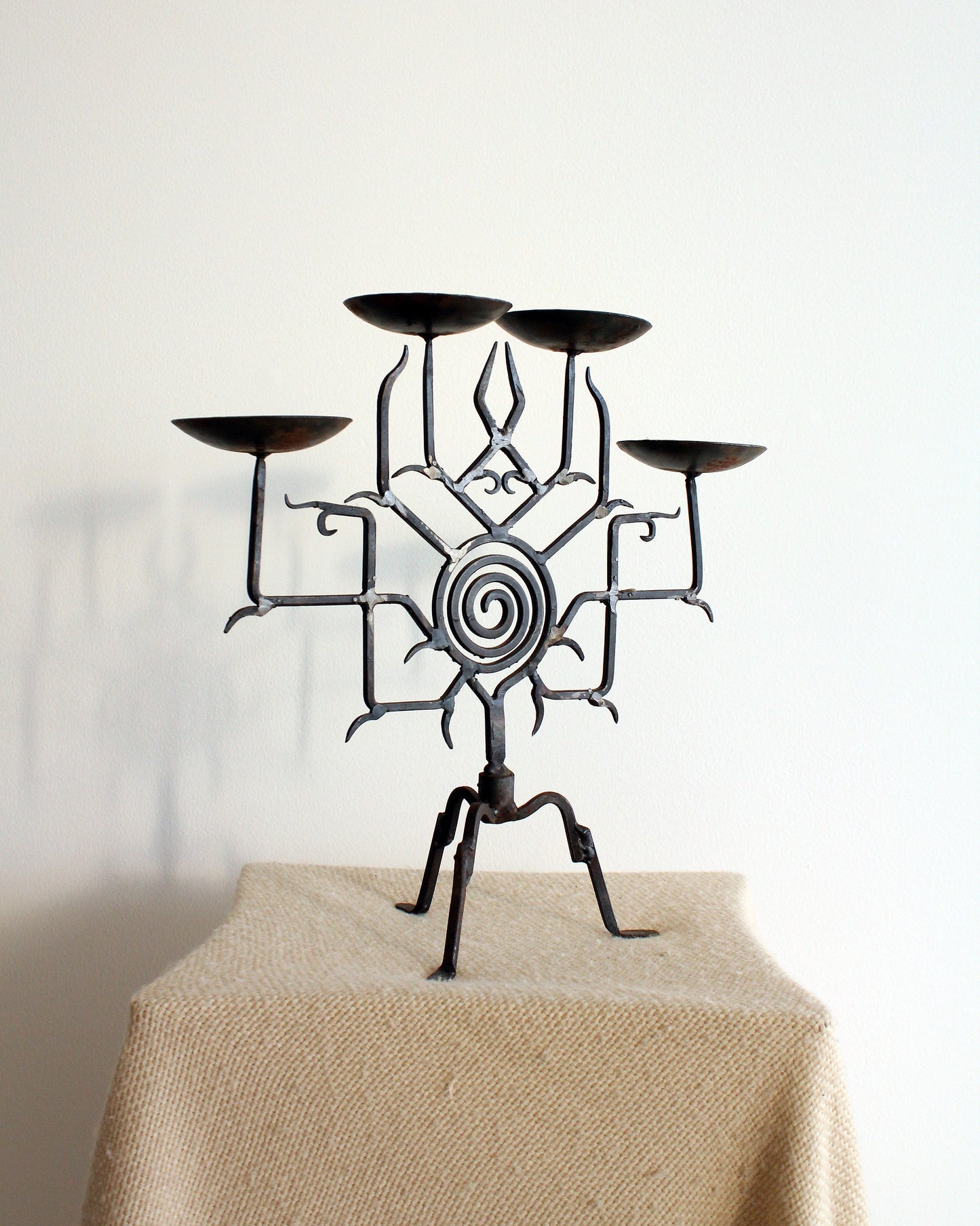 Branching Spiral Steel Candelabra