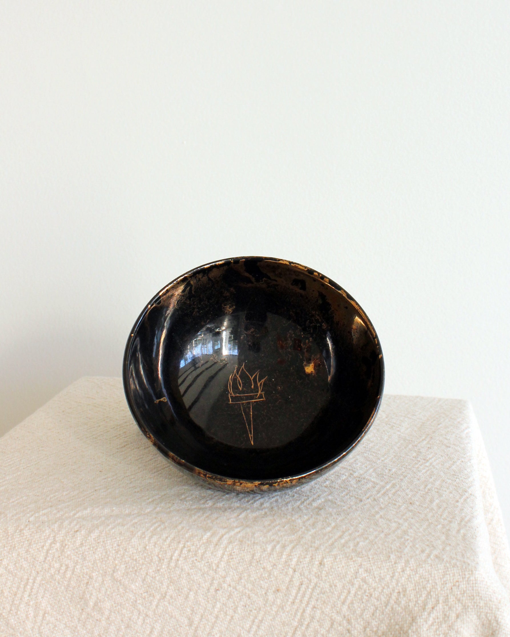 Mid Century Sascha Brastoff Glazed Ceramic Bowl, Black And Gold ...