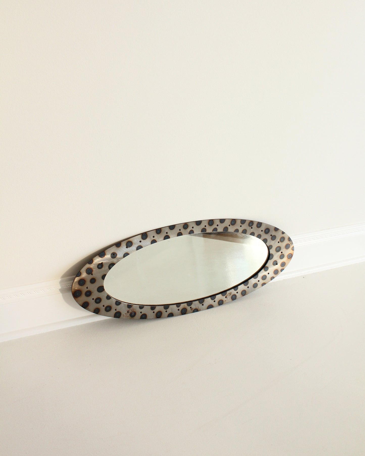 Spotted Studded Oval Mirror