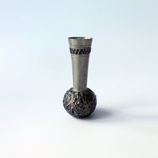 Vintage 1980s Brutalist Norwegian Pewter Bud Vase