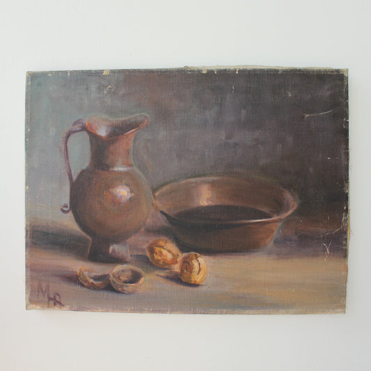 Vintage Still Life with Walnuts On Canvas with Hanger