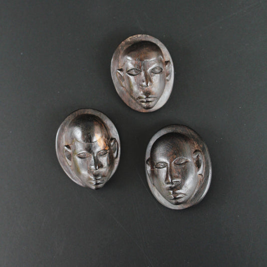 Antique 19th Century Carved Face Buttons from Tanzania