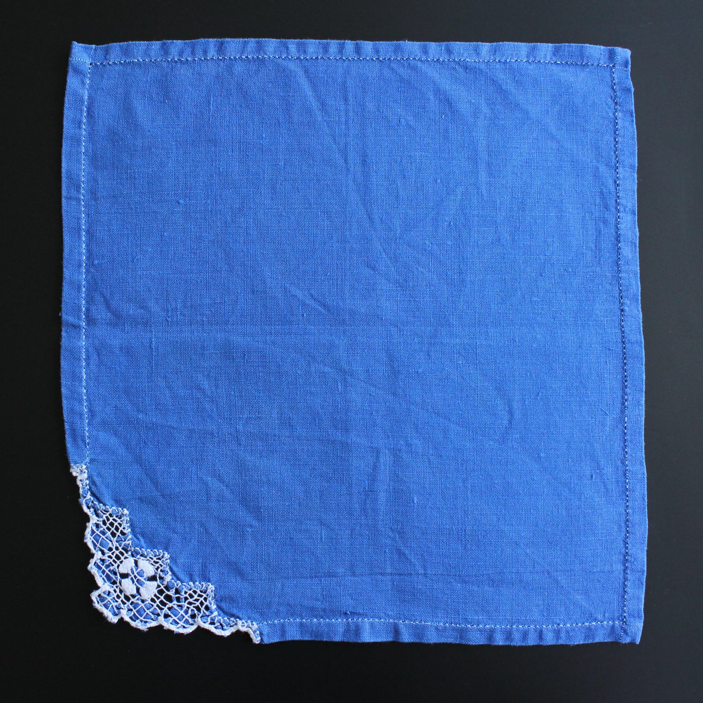 Farmhouse Style Embroidered Napkins, French Blue