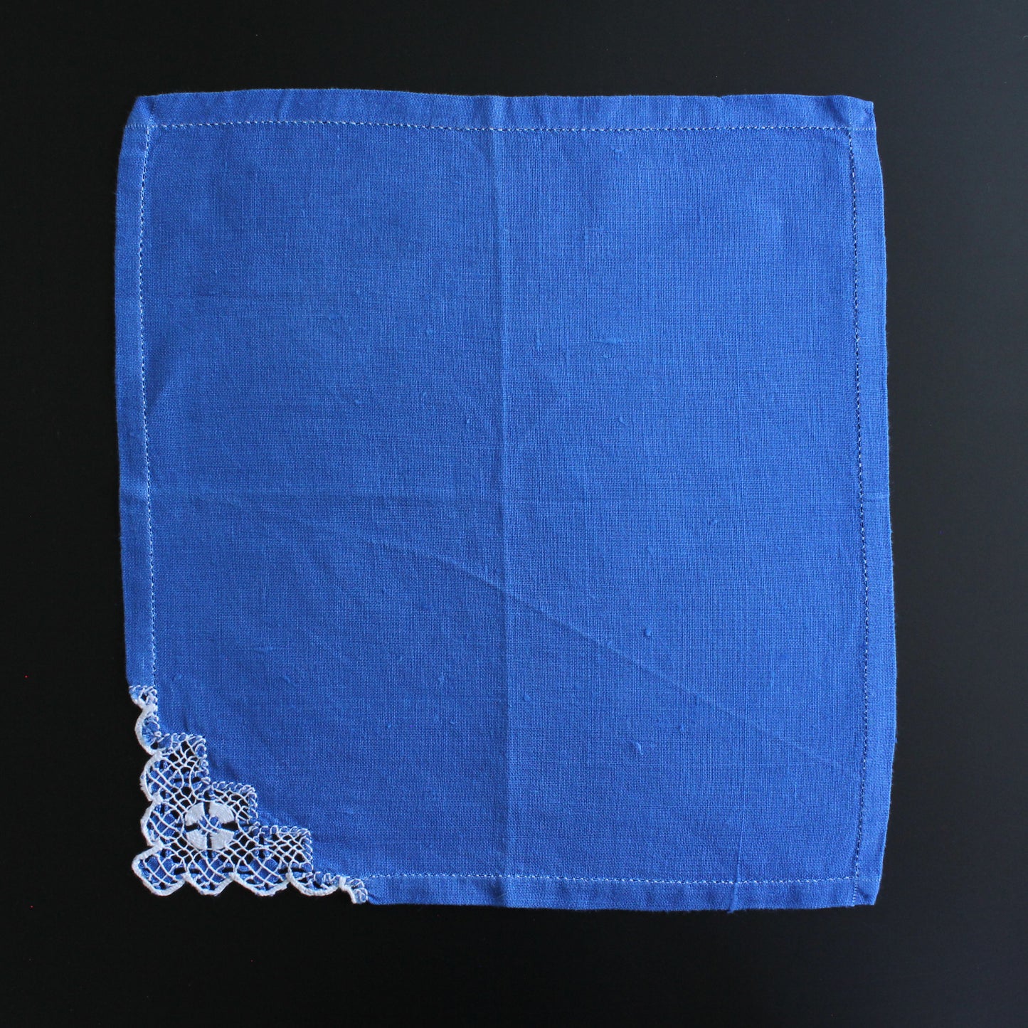 Farmhouse Style Embroidered Napkins, French Blue