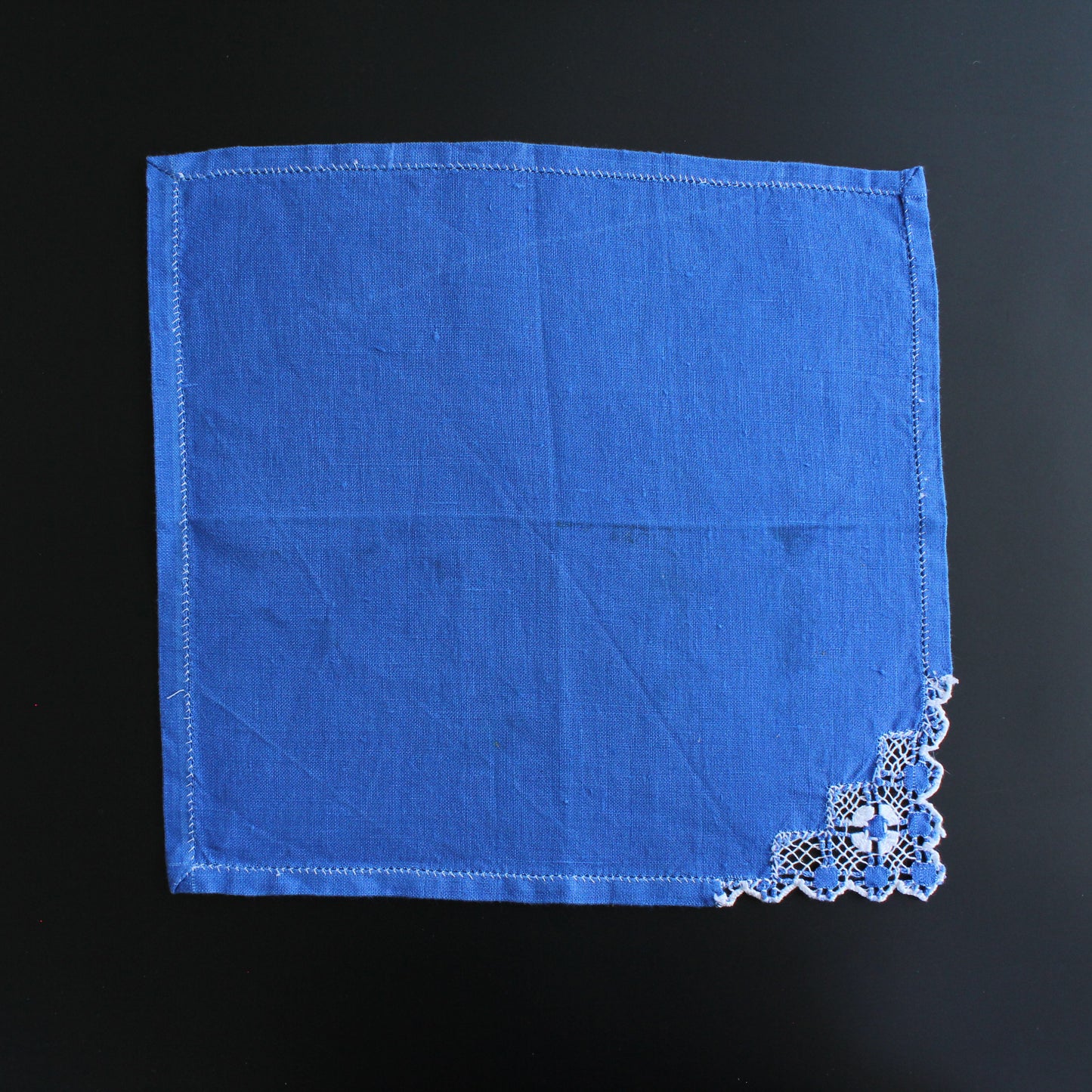 Farmhouse Style Embroidered Napkins, French Blue