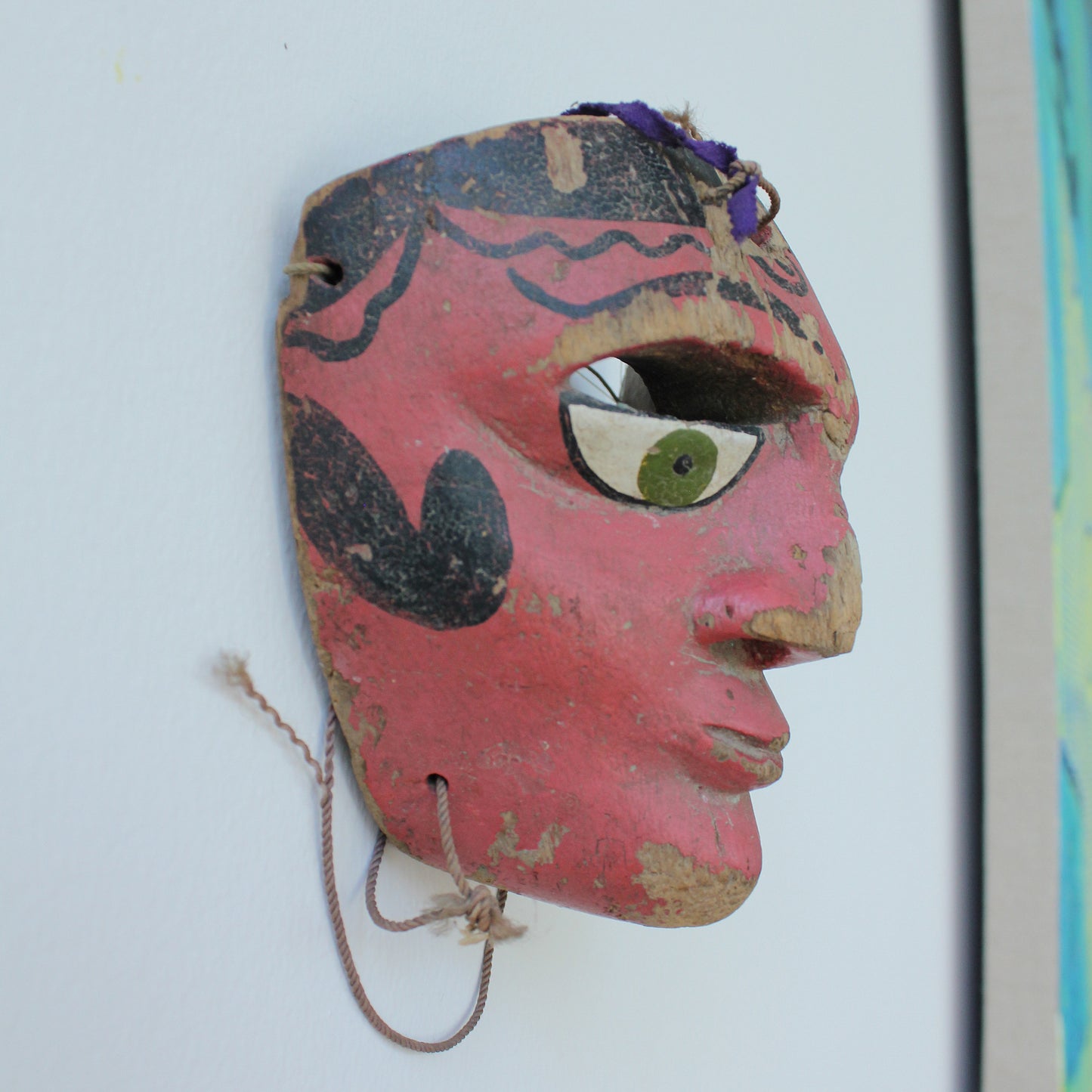 Mid Century Red Painted Dance Mask