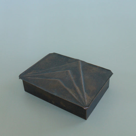 Vintage 20th Century Hammered Copper Geometric Envelope Style Jewellery Box 