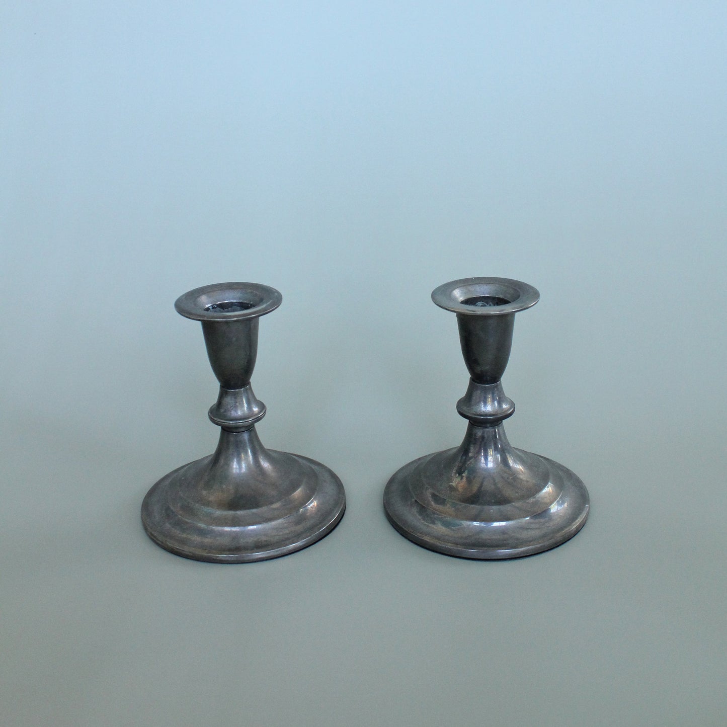 Silver Plated Cupped Candle Holders, Pair