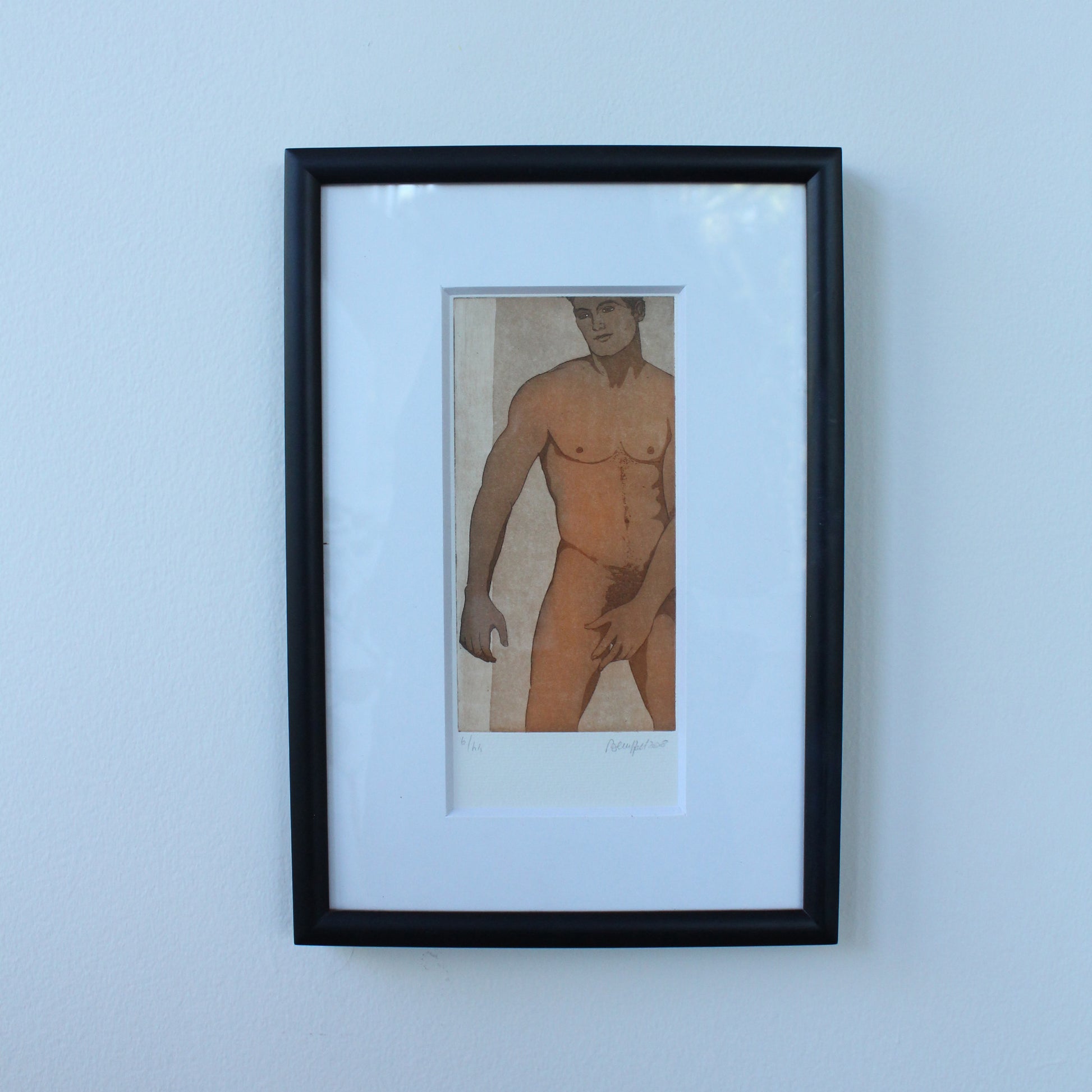 Paolo Baruffaldi Etching of a Nude Man 6/44 Framed