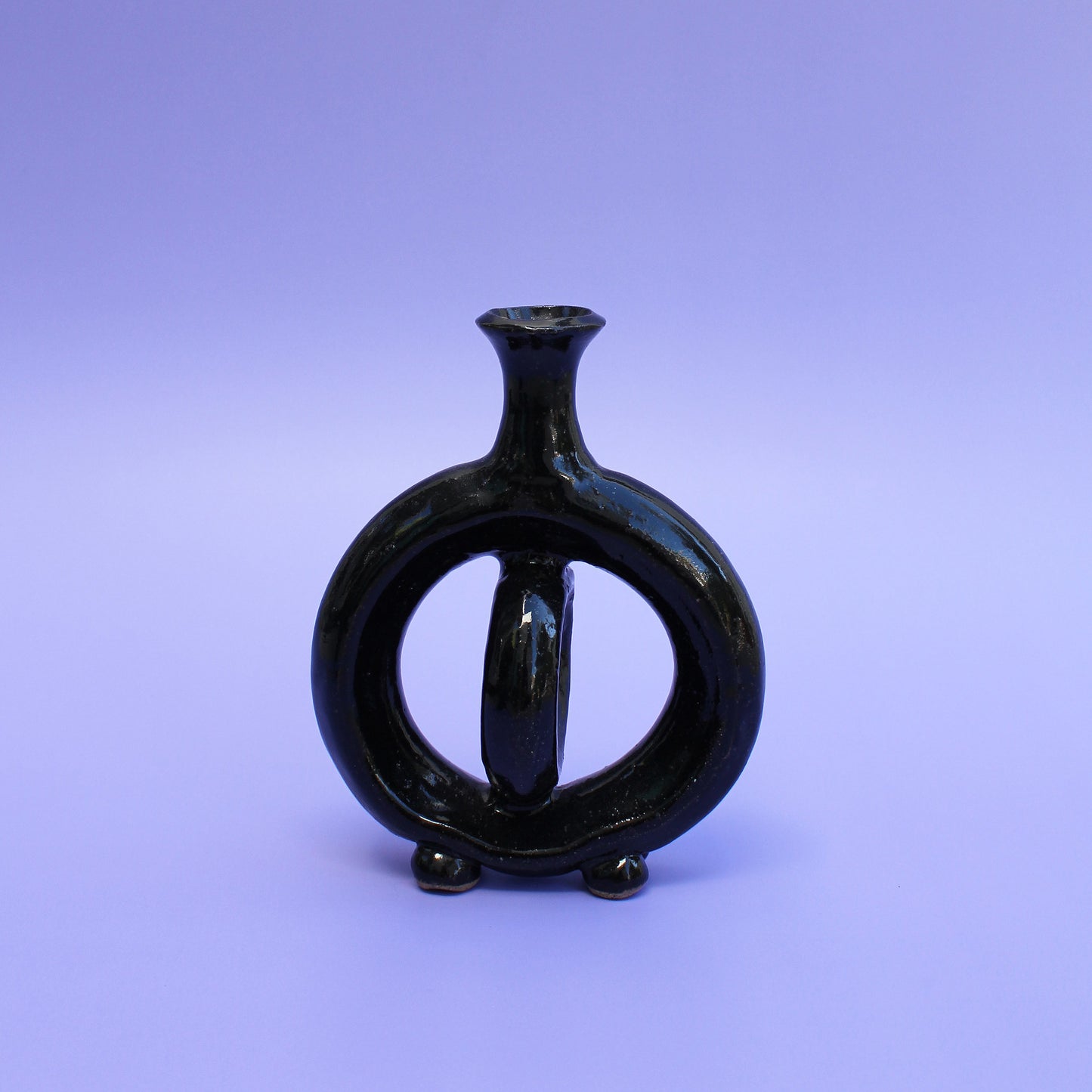 Twisted Black Stoneware Bud Vase