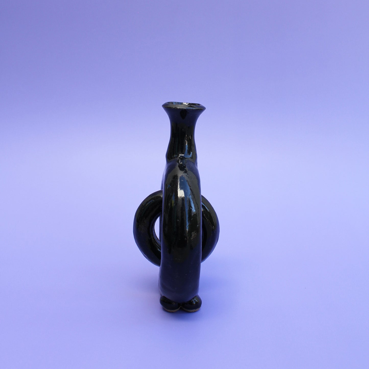 Twisted Black Stoneware Bud Vase