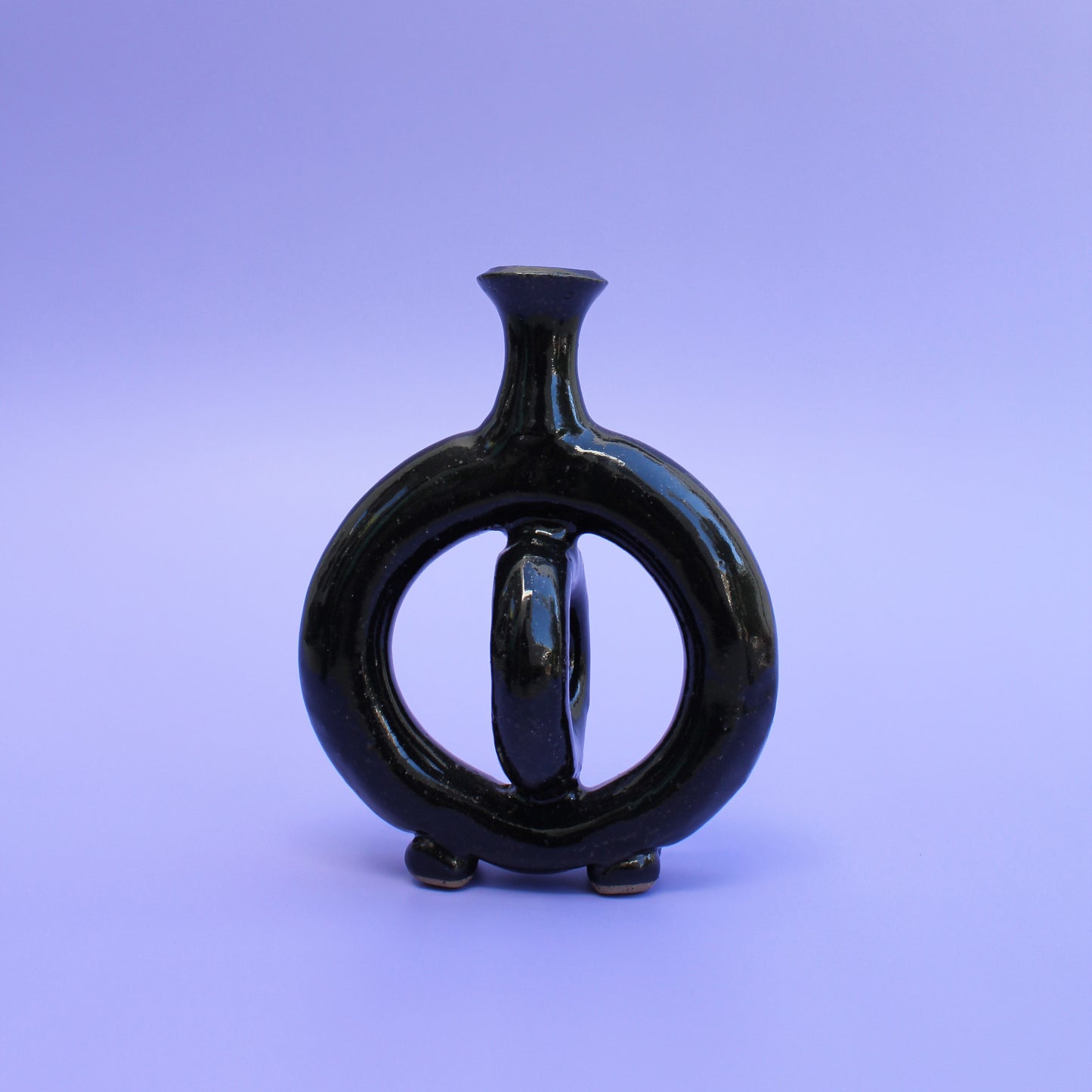 Twisted Black Stoneware Bud Vase