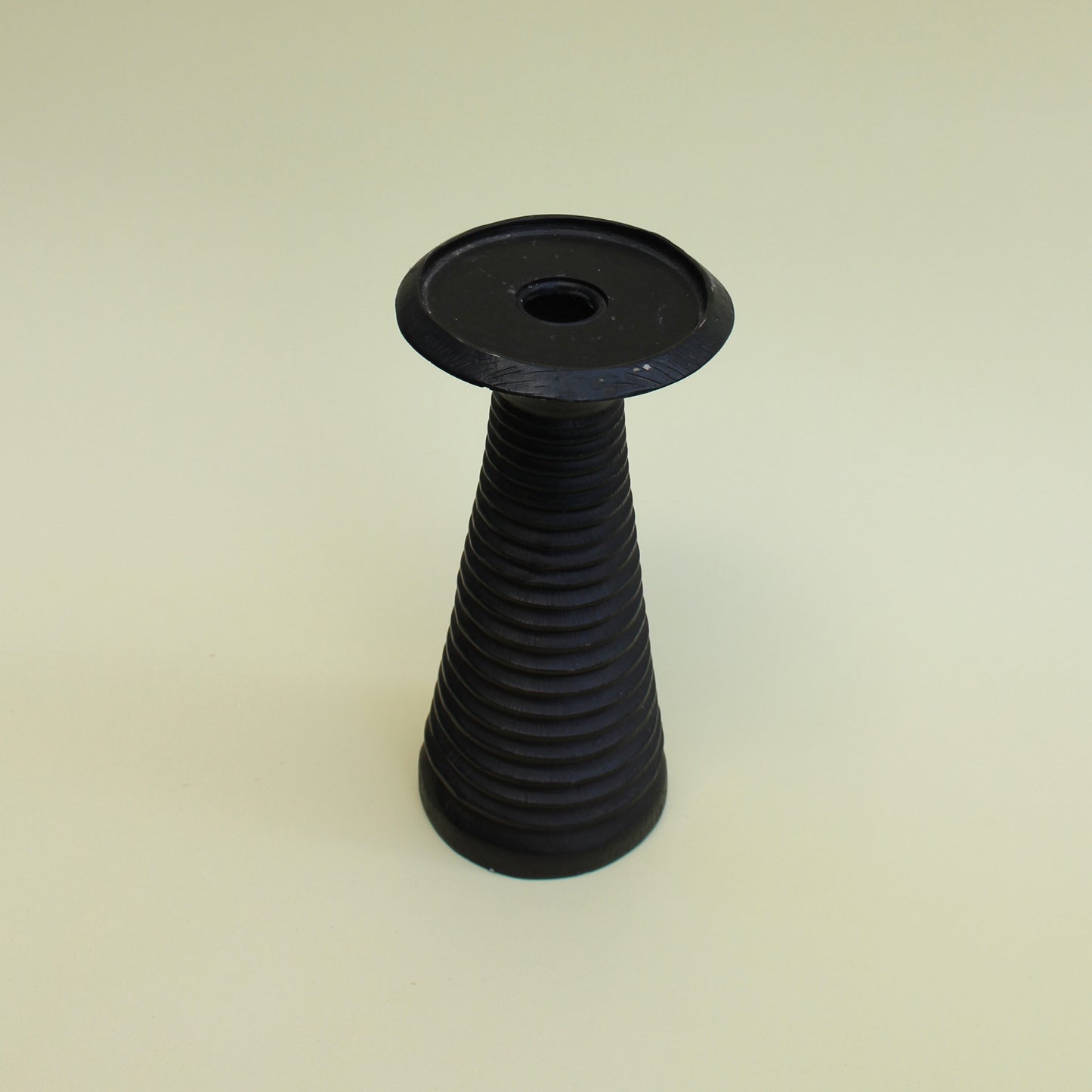 Irregular Turned Wood Candlestick/ Stand