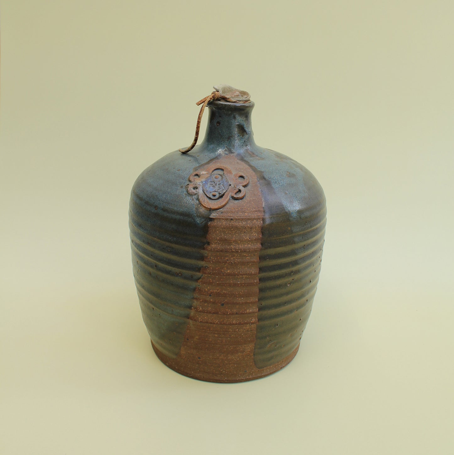 Large Ceramic Bottle & Cowhide Stopper