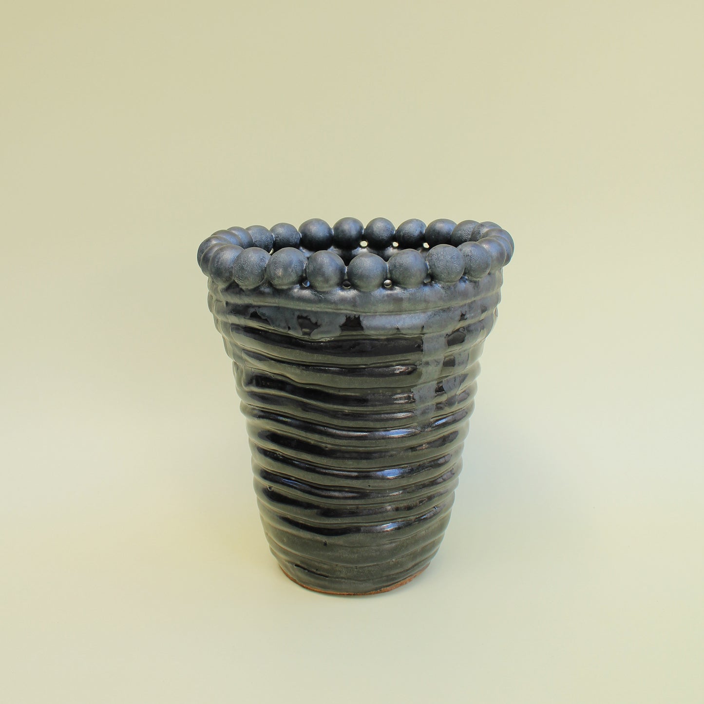 Large Ribbed Orb Vase