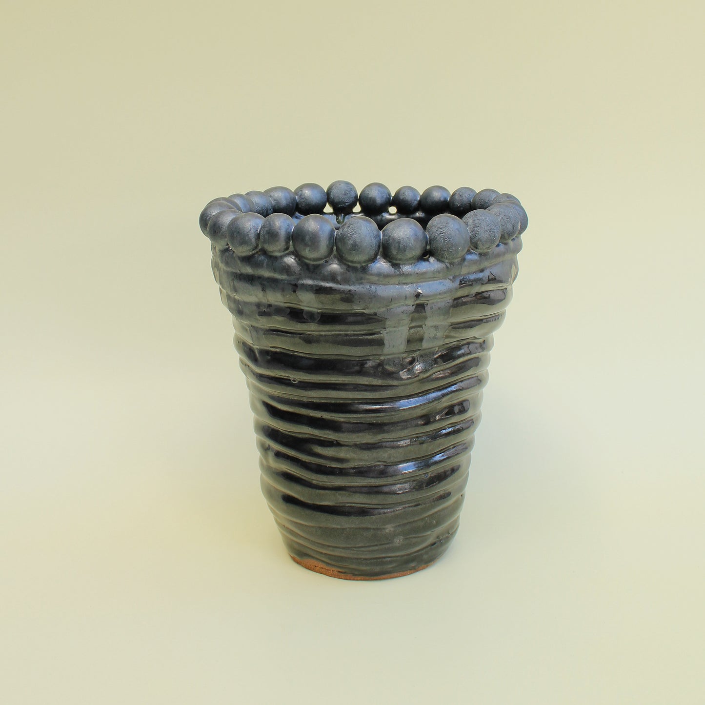 Large Ribbed Orb Vase