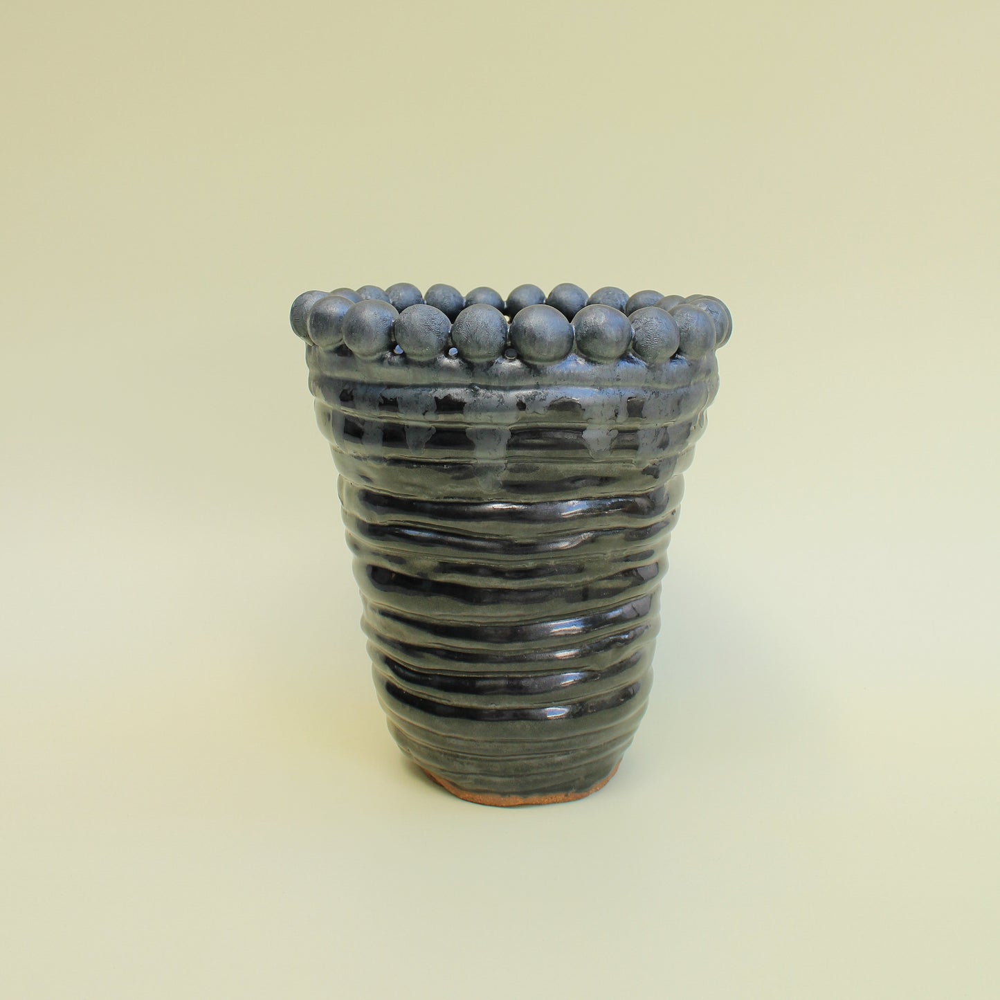 Large Ribbed Orb Vase