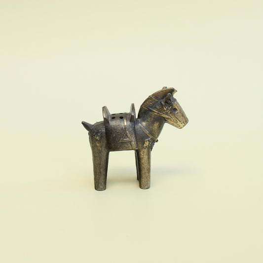 Vintage Japanese Cast Brass Horse Incense Holder 