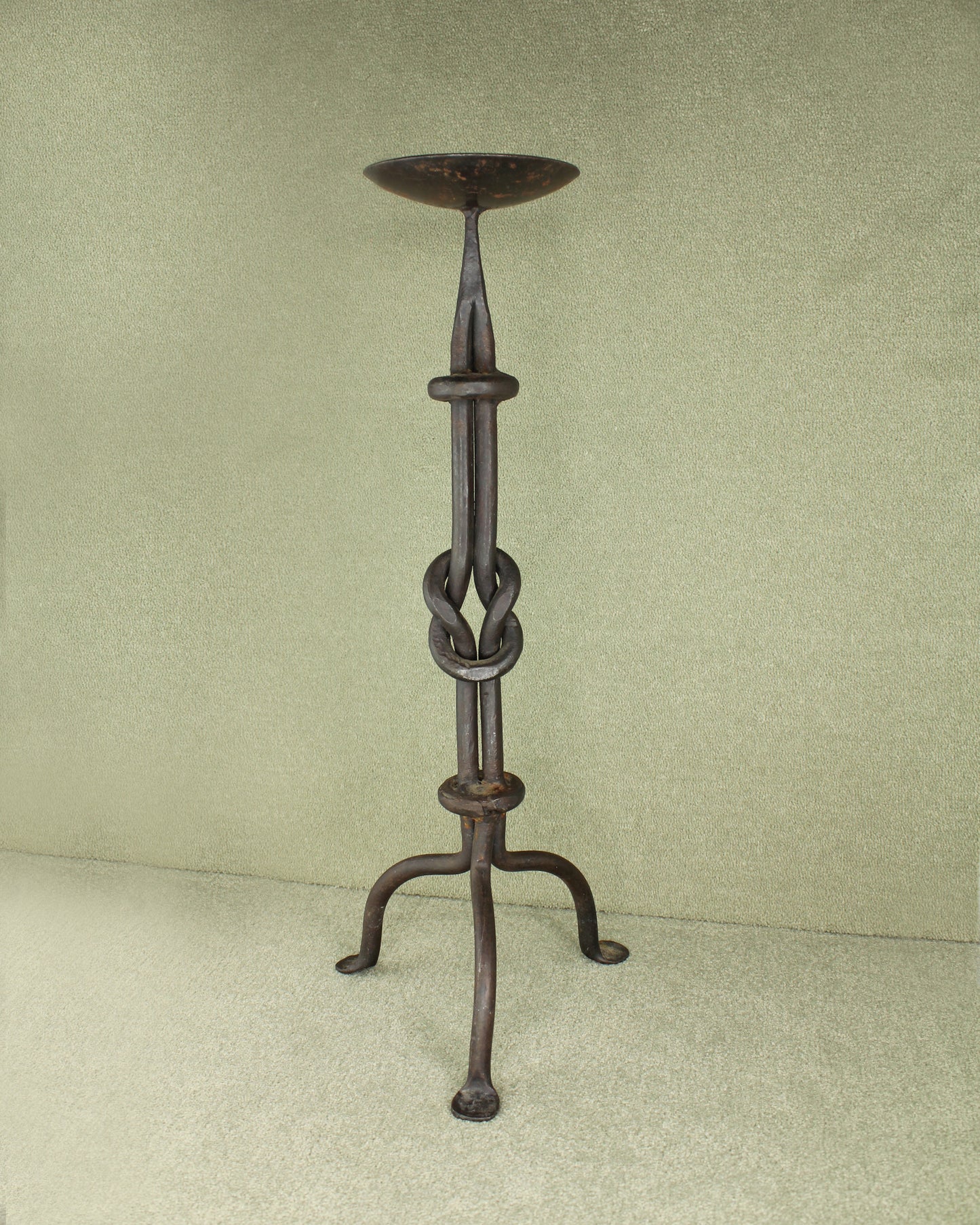 Vintage Gothic Style 20th Century Knotted Iron Candle Stand