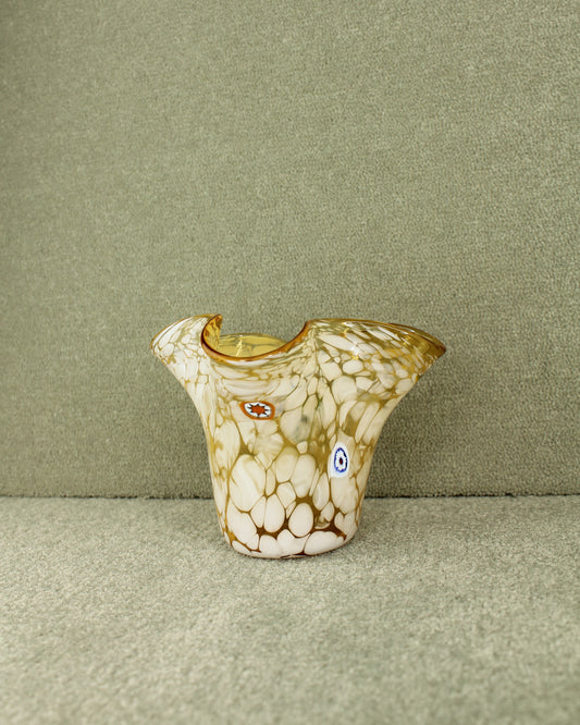 Vintage Italian Millefiori Yellow Handkerchief Pot