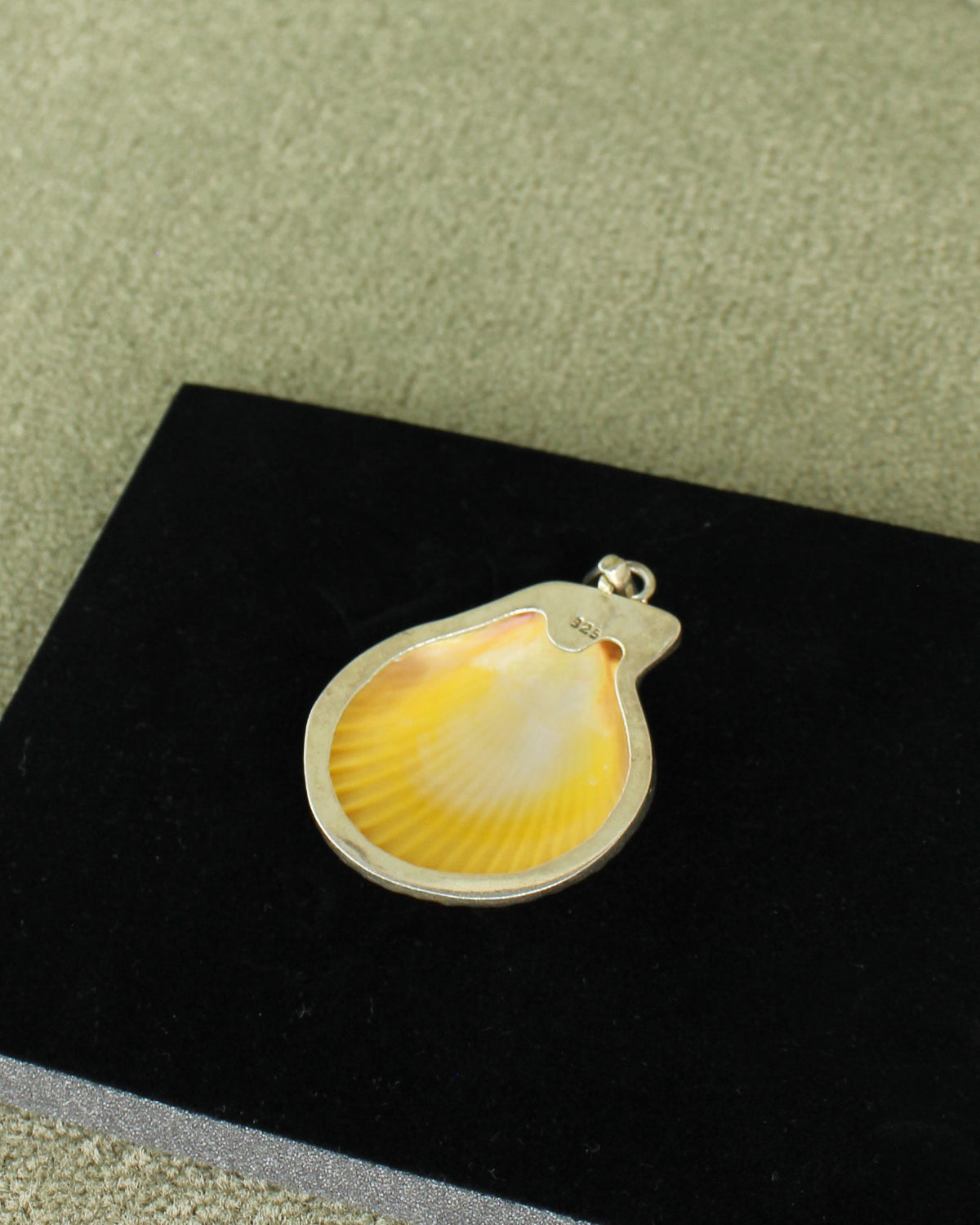 Mustard Shell 20th Century Natural Mustard Yellow Clam Shell Pendant With Sterling ...